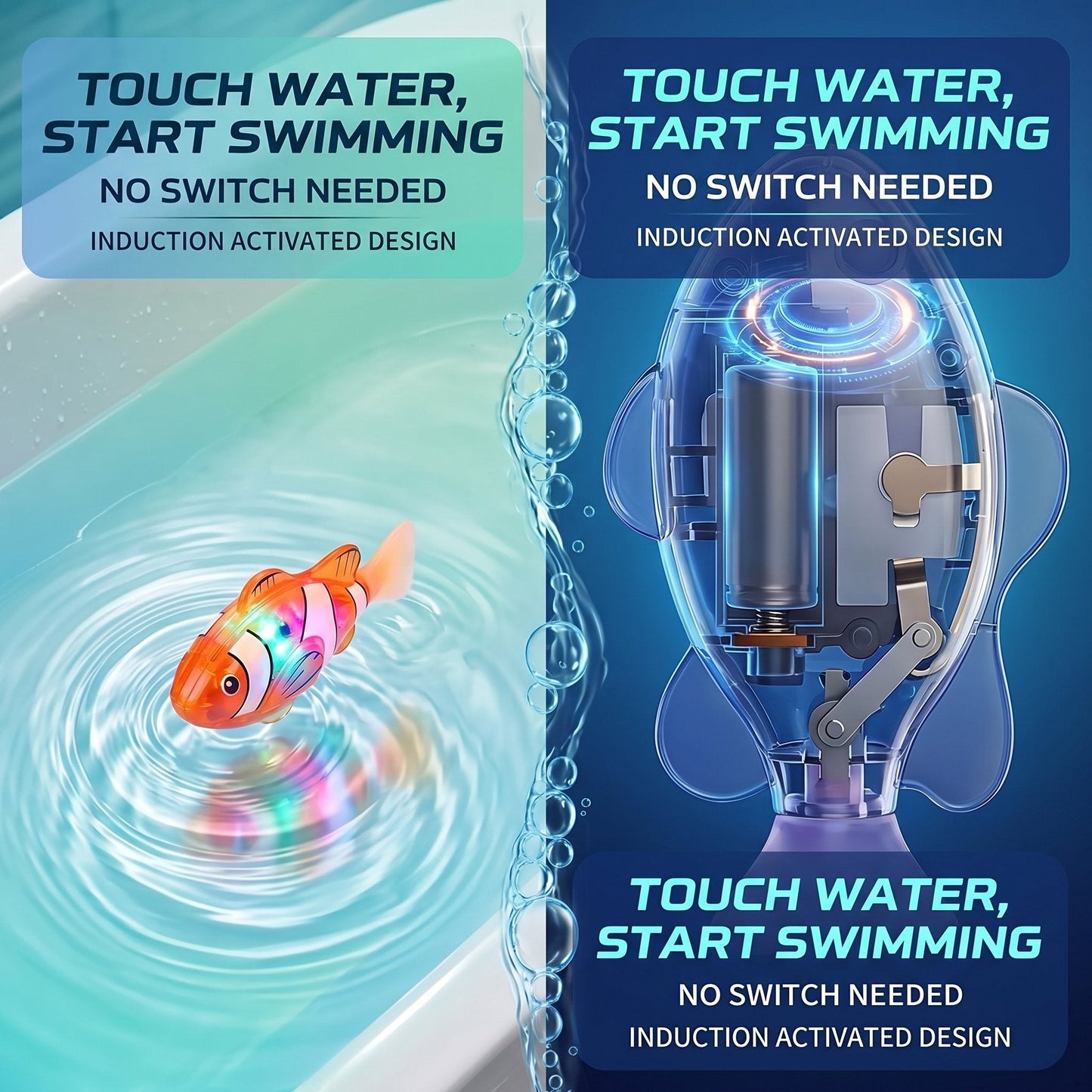 🔥2026 HOT SALE 49% OFF🐟4Pcs Induction Activated | LED Light Up | Auto-Swimming Bath Toy