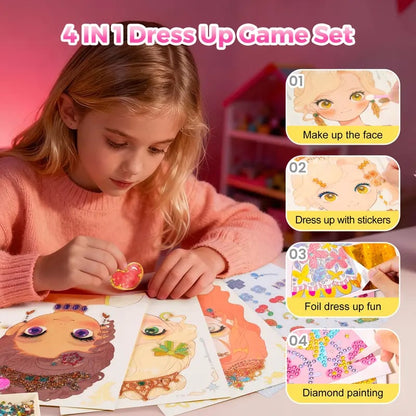 Top Christmas Gift 2025 🎅 JSR Special Diamond Painting & Princess Book Makeup Craft Kits Foil Art Books Set Play on Paper