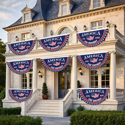 🔥Limited Time 50% Off✨ America 250th Birthday Semicircular Flag Banner 1776–2026 Patriotic Bunting