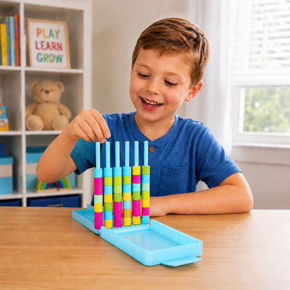 🌈 Mini Color Stack Challenge 🎯 – Portable Brain Teaser Travel Game with 40 Color Rings ✈️