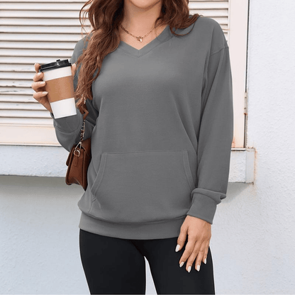 🎉New Arrival - 49% OFF💖Women's Hoodless V-Neck Kangaroo Pocket Sweatshirt
