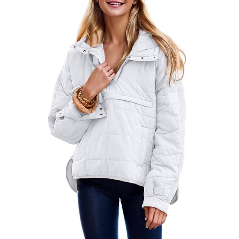 🔥Lightweight and warm-Women's Oversized Hooded Puffer Jacket Quilted Lightweight Winter Warm Pullover Padded Hoodies Coat