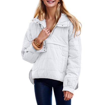 🔥Lightweight and warm-Women's Oversized Hooded Puffer Jacket Quilted Lightweight Winter Warm Pullover Padded Hoodies Coat