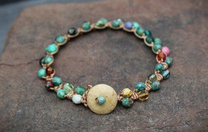 Handmade Bohemian Turquoise Flower Bracelet — Perfect for Hippie and Boho Styles