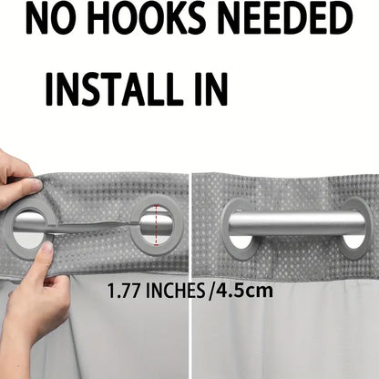 No Hook Shower Curtain with Snap-In Liner