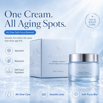🧠👩‍🔬 Elowyna™ Spilanthol + Bakuchiol All-Over Wrinkle Soft-Focus Cream – Face, Neck, Chest, Hands & Crepey Skin – Smooth, Firm & Blur – 70% OFF Today
