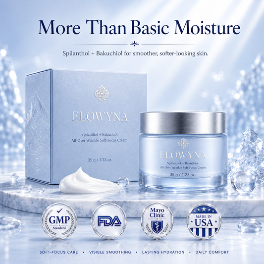 🧠👩‍🔬 Elowyna™ Spilanthol + Bakuchiol All-Over Wrinkle Soft-Focus Cream – Face, Neck, Chest, Hands & Crepey Skin – Smooth, Firm & Blur – 70% OFF Today