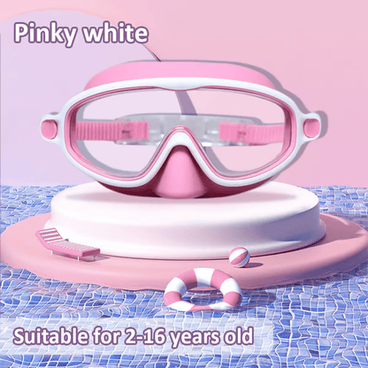 🌓HD children's large frame waterproof and anti-fog swimming goggles