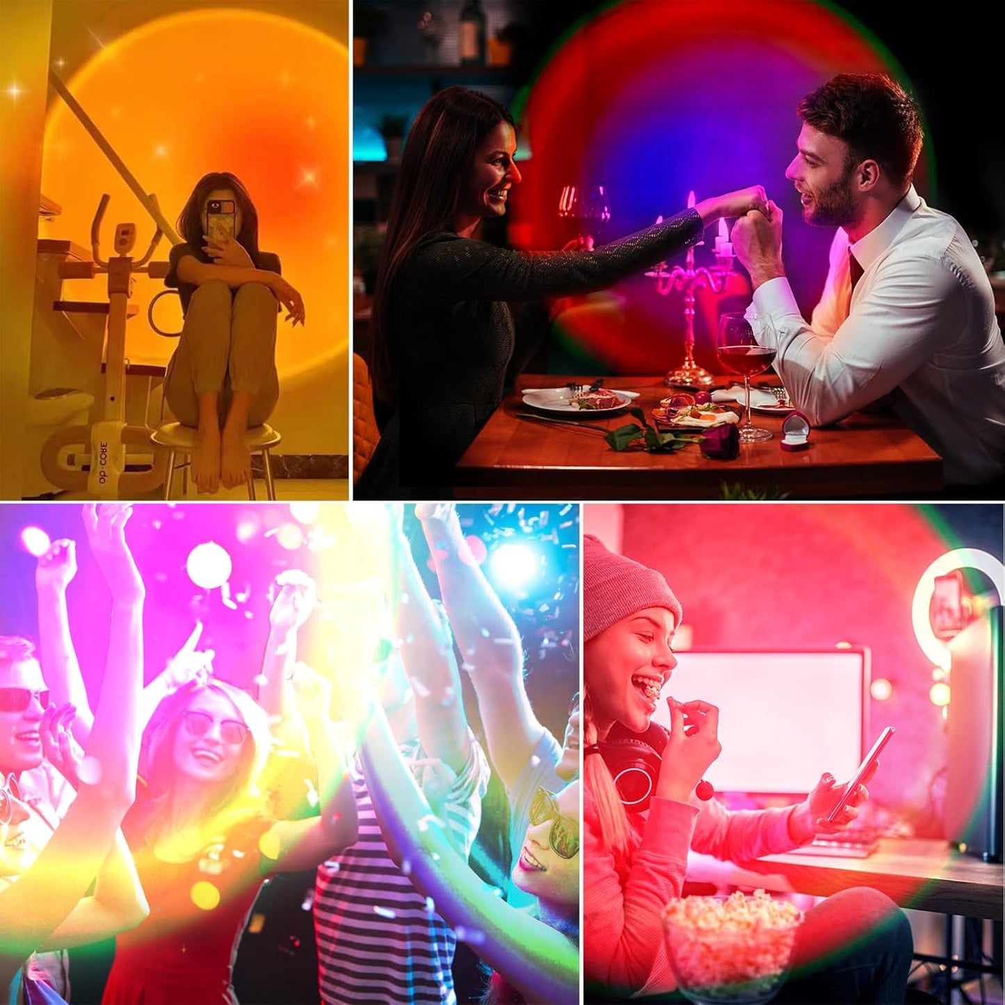 ✨16 Colors Sunset Lamp Projector- LED Rainbow Night Light for Photography,Party,Home Decor, Xmas Gift