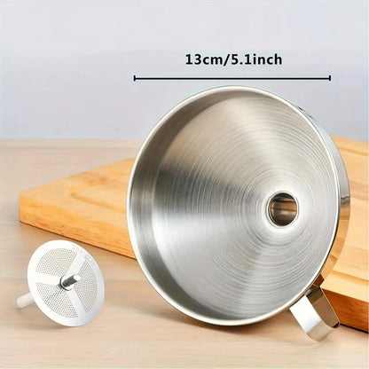 Universal Wide-Mouth Kitchen Funnel with Strainer
