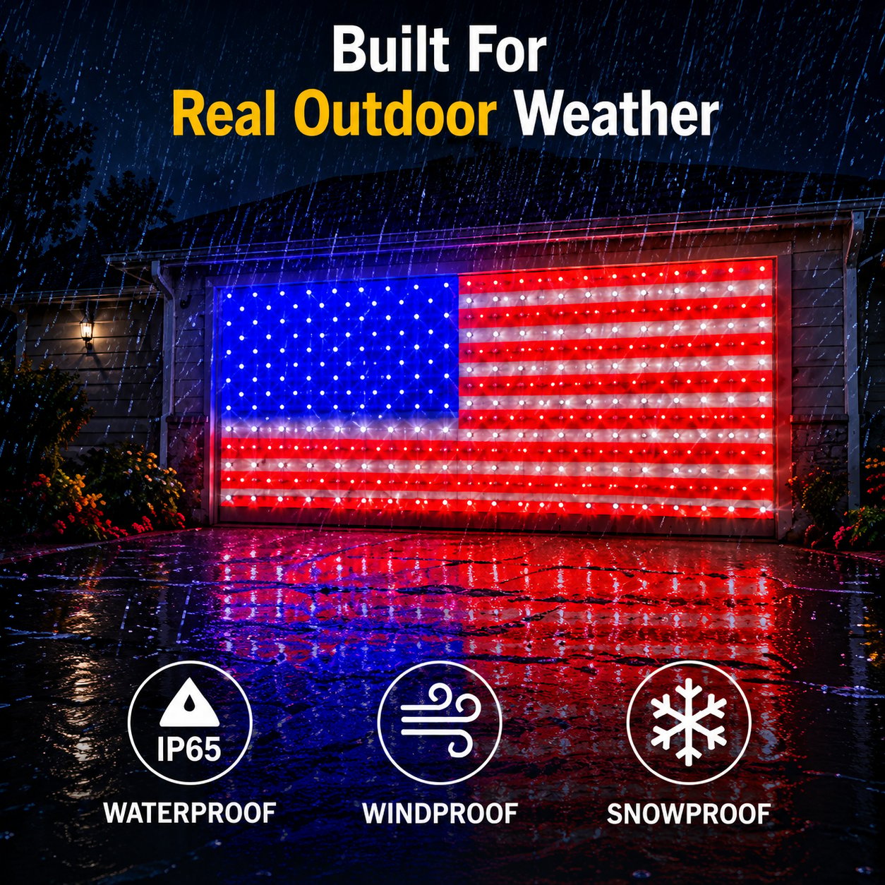 💙 Land of the Free Glow ✨ 49% OFF-Solar American Flag Net Lights