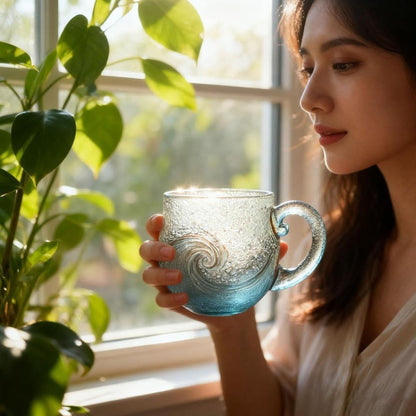 🎄Unique gift🔥100% handmade sea glass wave cup🎁Enjoy buy one get one free