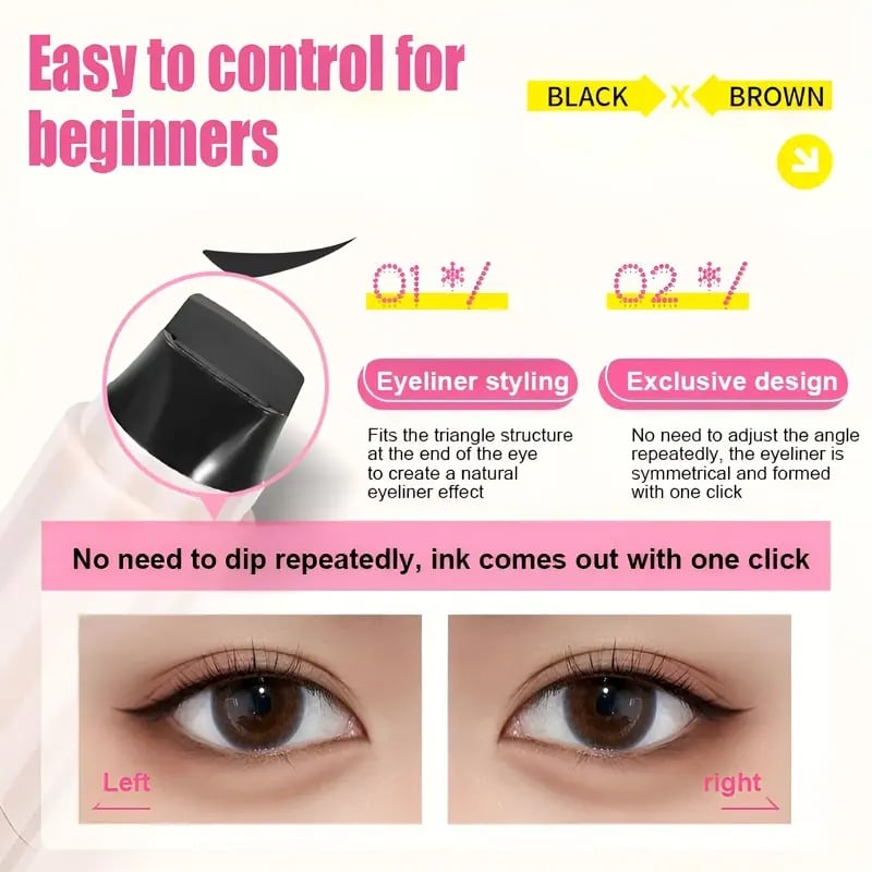 🎁Last Day Buy 1 Get 1 Free💖Rotating Eyeliner Stamp Pen – Dual-Head Design with Wing Stamp