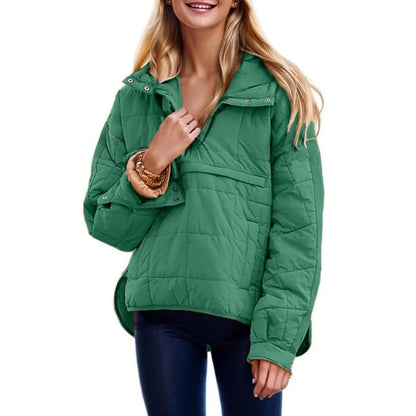 🔥Lightweight and warm-Women's Oversized Hooded Puffer Jacket Quilted Lightweight Winter Warm Pullover Padded Hoodies Coat