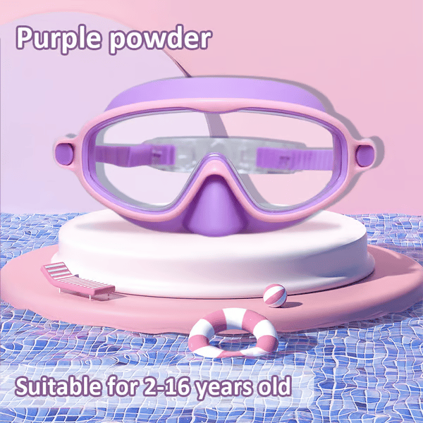 🌓HD children's large frame waterproof and anti-fog swimming goggles