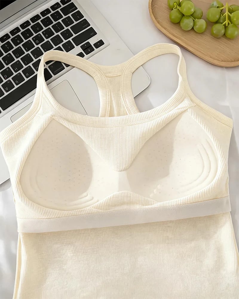 Built-in Bra Ribbed Solid Tank Top