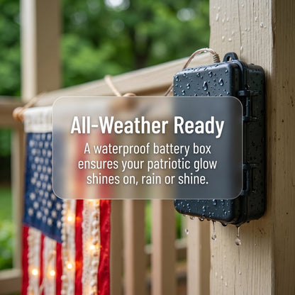 Lighted Rag American Flag Banner