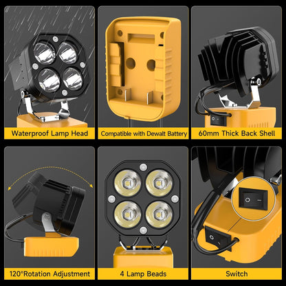 Last Day 49% OFF🔥LED Work Light Compatible with Milwaukee 18V Battery/Dewalt 18V&20V Battery