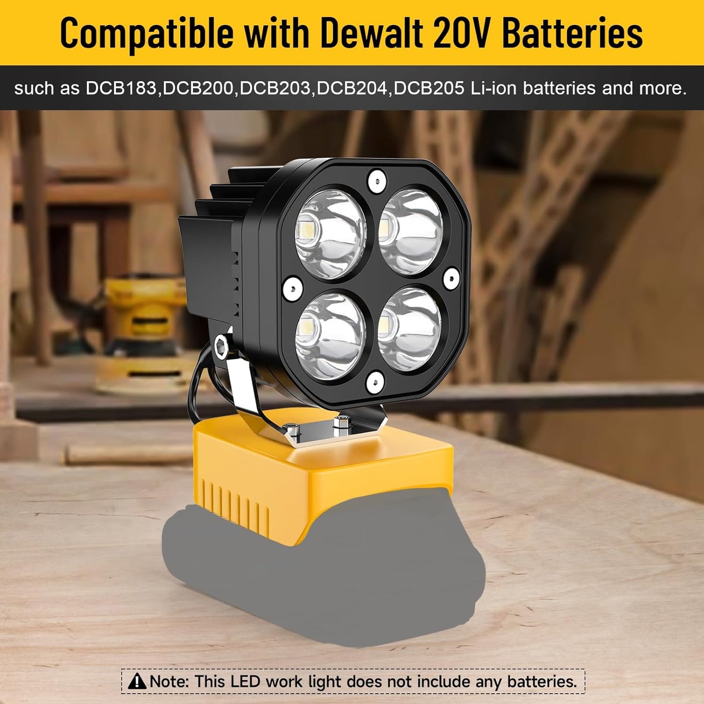 Last Day 49% OFF🔥LED Work Light Compatible with Milwaukee 18V Battery/Dewalt 18V&20V Battery
