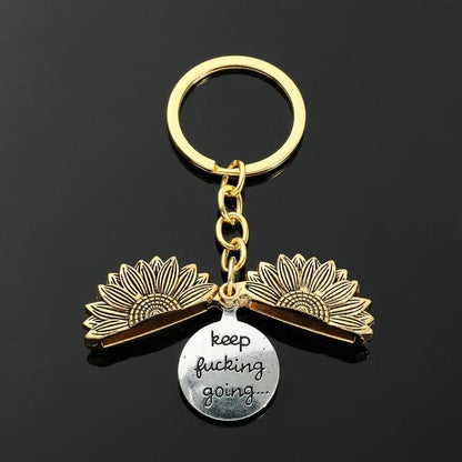 🌻Sunflower Keychain – “Keep Fucking Going” Motivational Gift with Gift Box