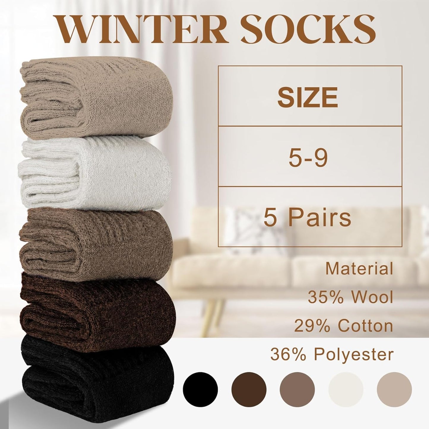 🔥LAST DAY 49% OFF -5 Pairs Women's Solid Mid-calf Socks