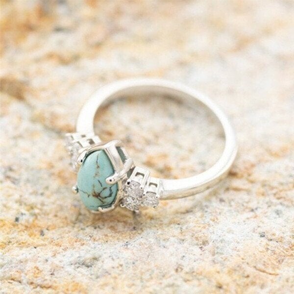 🔥LAST DAY 60% OFF🎁Sterling Silver Natural Turquoise Diamond Ring