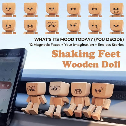 🎁Last Day 50% OFF🔥Handmade Charming Little Wooden Figure That Sways with 12PCS Magnetic Expressions