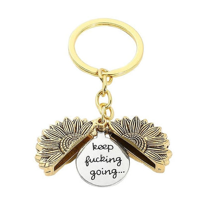 🌻Sunflower Keychain – “Keep Fucking Going” Motivational Gift with Gift Box