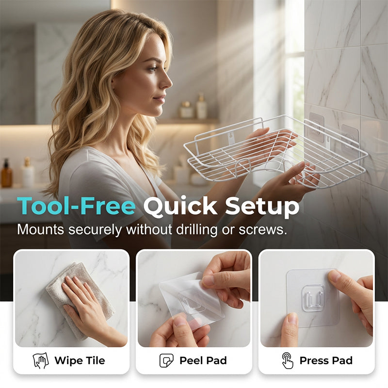 Space-Saving No-Drill Corner Shower Caddy