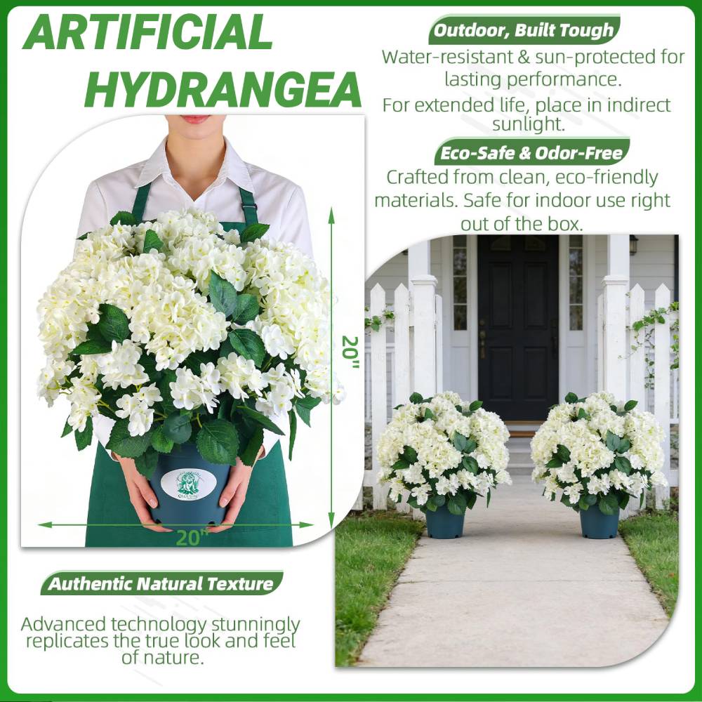 🔥Last Day 70% OFF🔥Artificial Outdoor Hydrangea Flowers With Basket- UV resistant, Waterproof, Windproof
